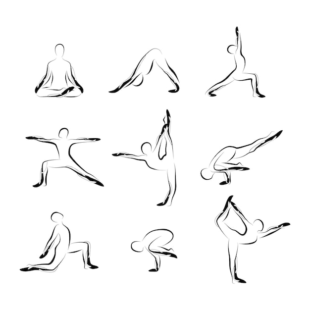 Set of abstract yoga poses