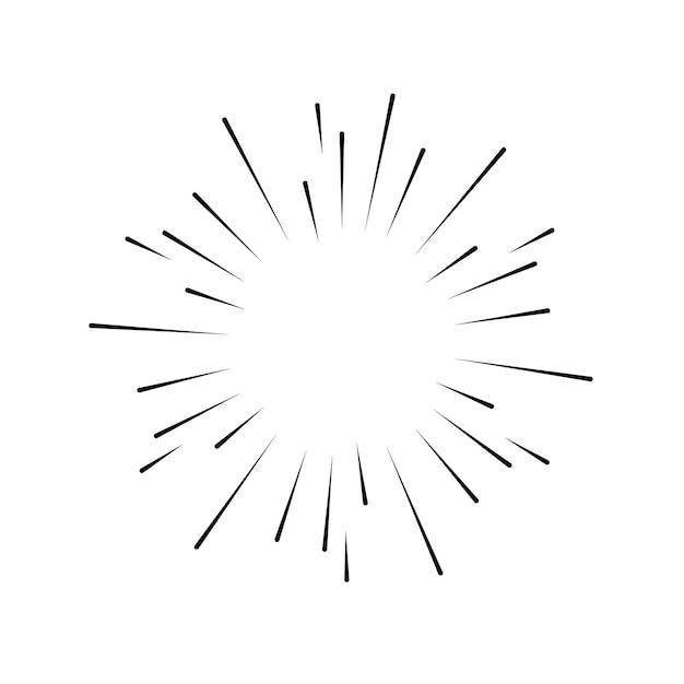 Set abstracte collectie ronde cirkels Starburst Sunburst zonsondergang zwarte lijn Doodle ontwerpelementen