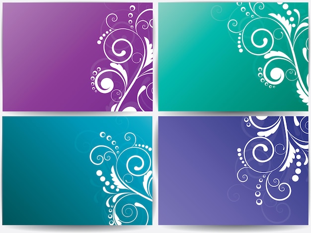 Set abstracte kaarten met bloemen