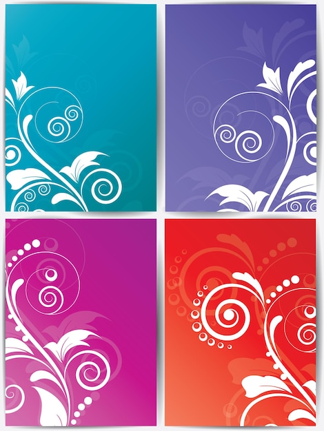 Set abstracte kaarten met bloemen