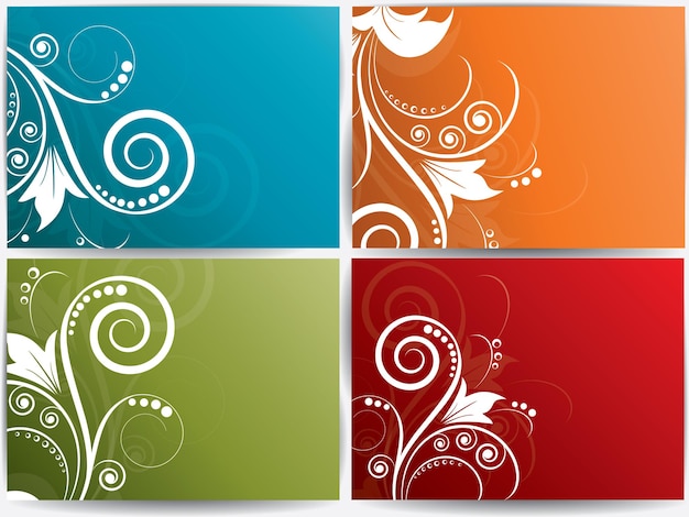 Set abstracte kaarten met bloemen
