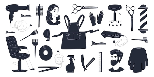 A set of accessories and tools for a hairdressing salon barbershop