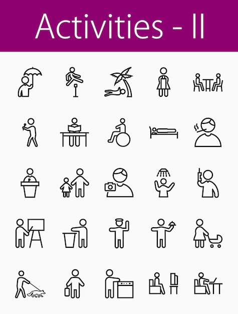 Vector set activities line icons