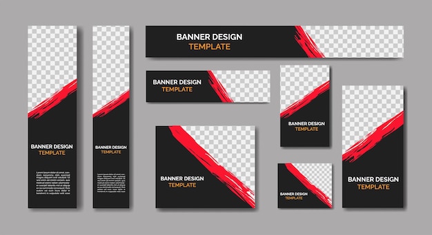 Set of ad banner template design, in black color