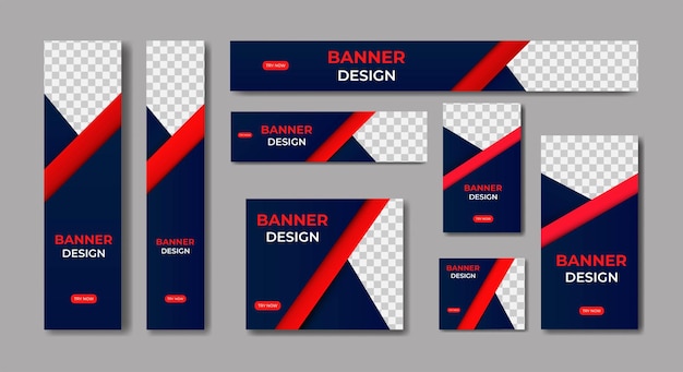 set of ad banner template design