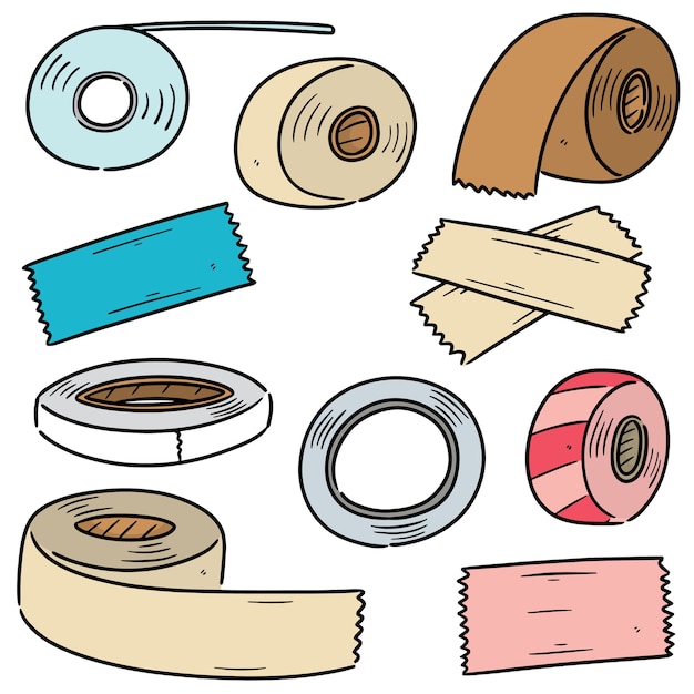 Set of adhesive tape isolated on white