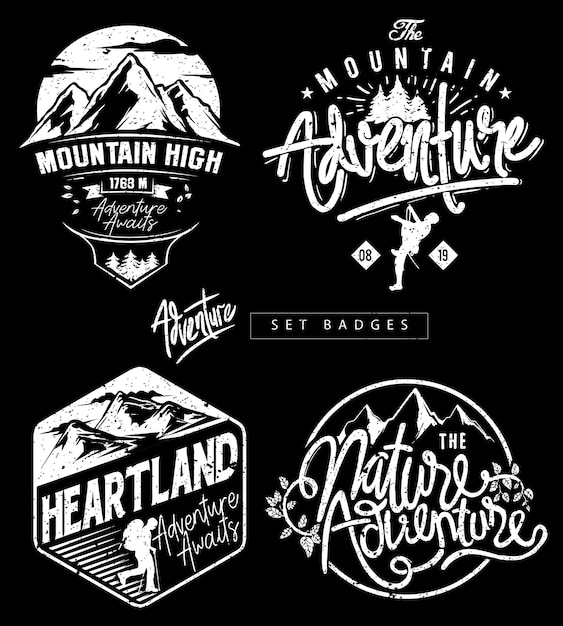 Set adventure mountain theme badges