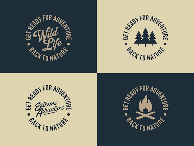 set of adventure round badge logo template