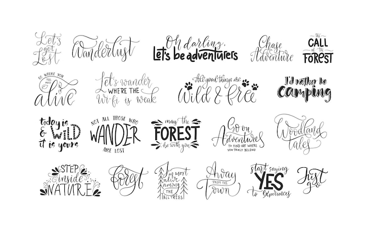 Vector set of adventure and travel vector quotes
