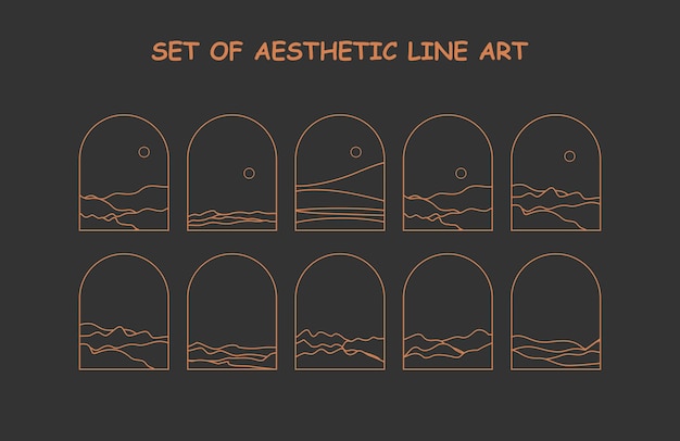 Set of aesthetic line art