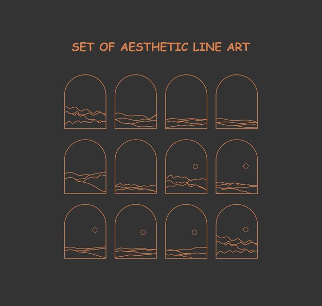 Set of aesthetic line art