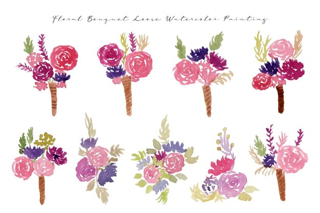 Vector a set of aesthetic loose floral watercolor for wedding decoration