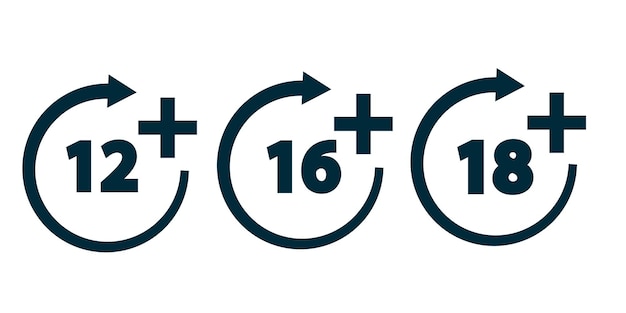 Vettore set di icone di limitazione dell'età concetto di limite di età vettore su sfondo bianco isolato eps 10