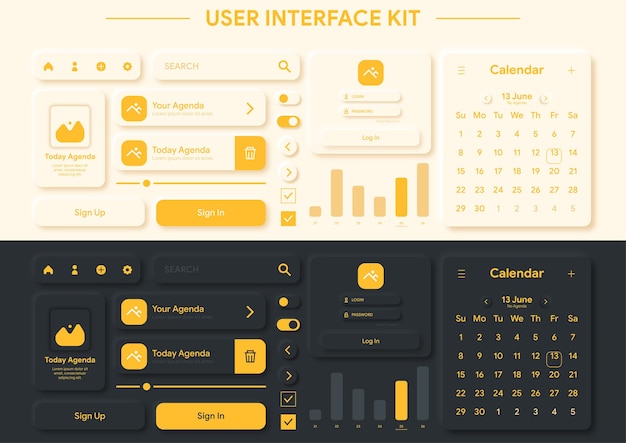 Vector set of agenda user interface template