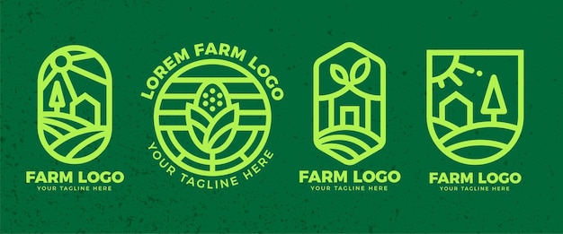 Set of agriculture eco farm logo concept