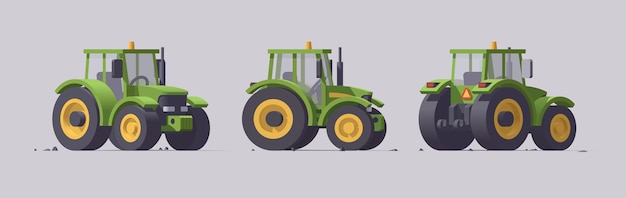 Set of Agriculture machine isolated on gray