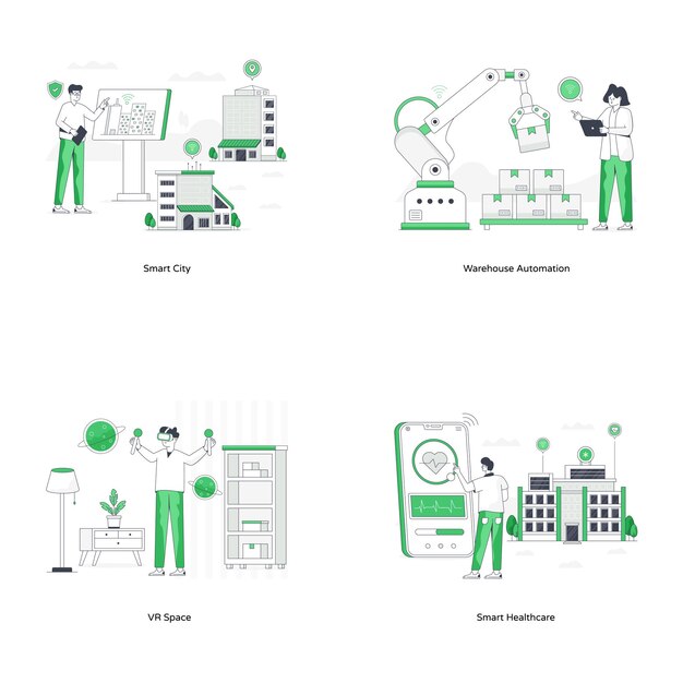 Vector set of ai technology flat illustrations