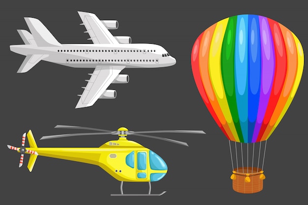 Set of air transport vector icons
