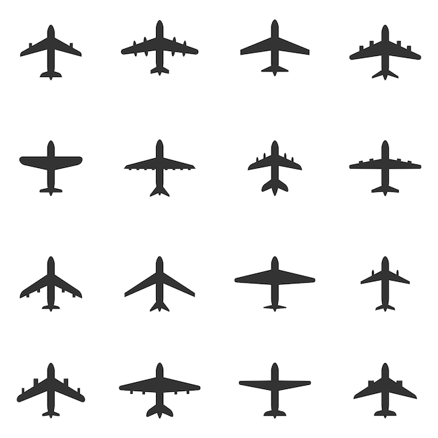 Set of aircraft silhouettes Vector illustration