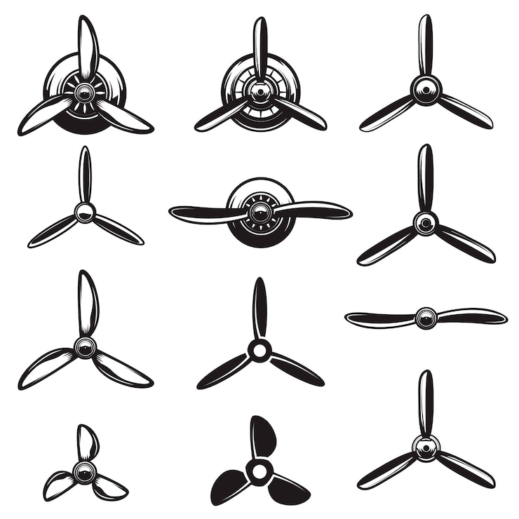 Vector set of the airplane propellers.  elements for , label, sign.  illustration