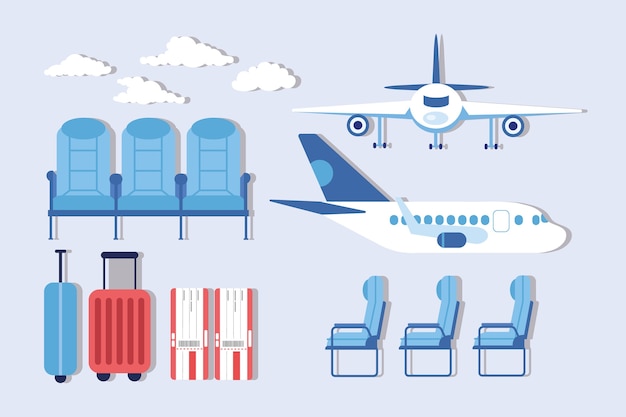 Set of airport and airline clipart