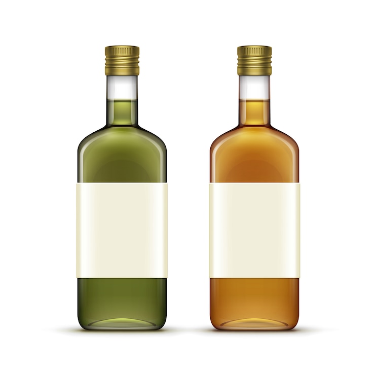 Vector  set of alcohol beverages drinks whiskey oil glass bottles
