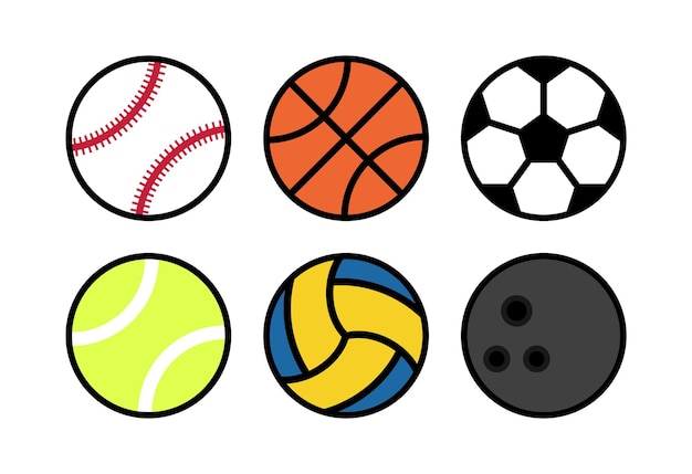 set all sport ball basketball baseball bowling ball soccer ball tennis ball and volley