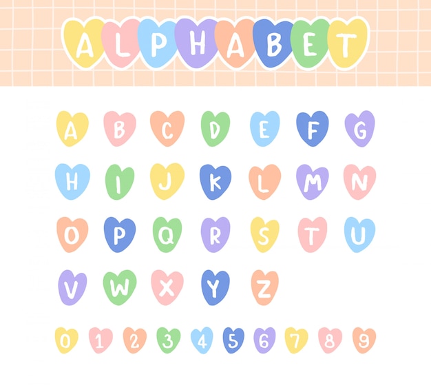 Vector set of alphabet letters and numbers.