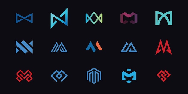 Set of alphabet symbols of letter M such a logo