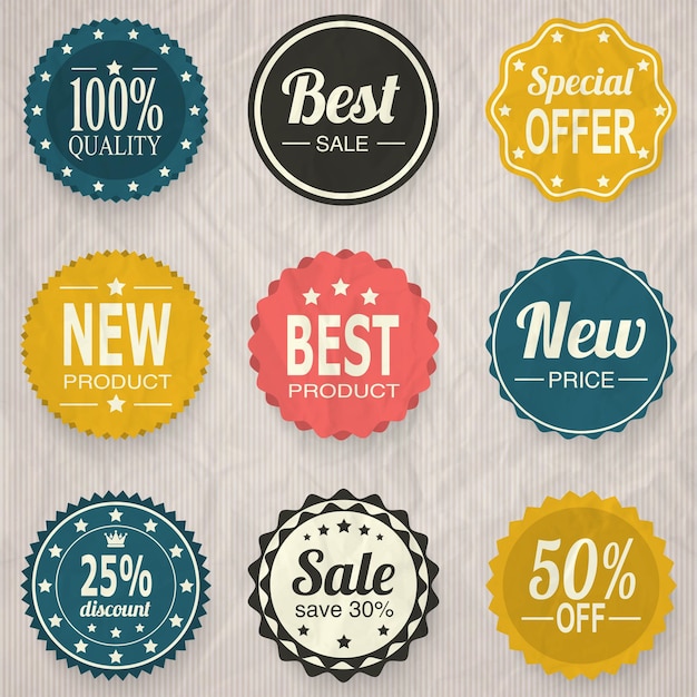 Set of amazing shopping discount stickers badges and labels vector elements