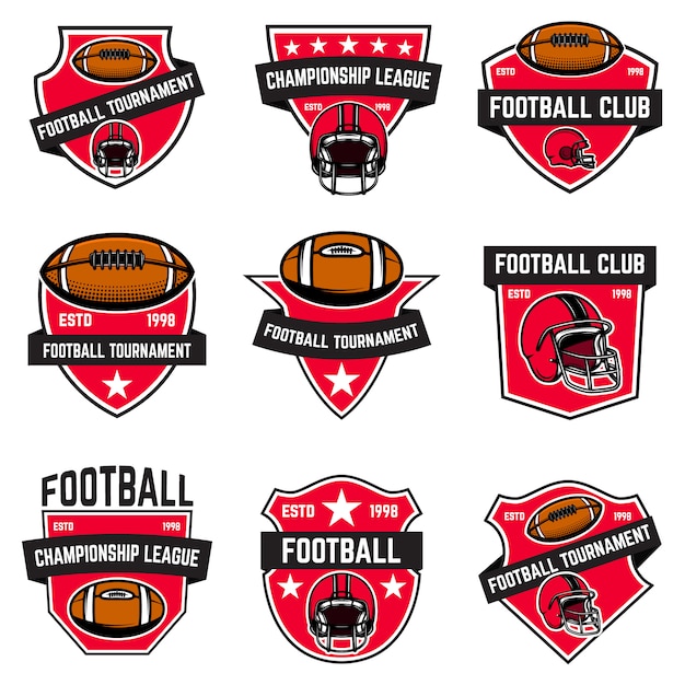 Set of american football emblems.  element for logo, label, sign, poster, menu.  illustration