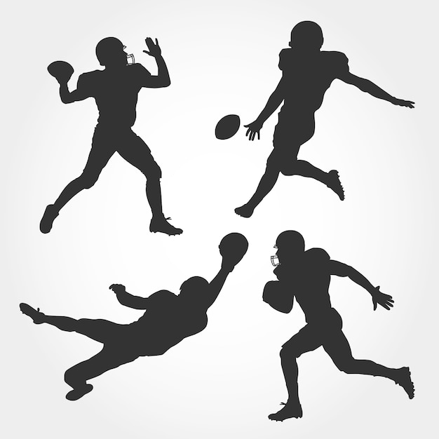 Set of American Football Player Silhouette