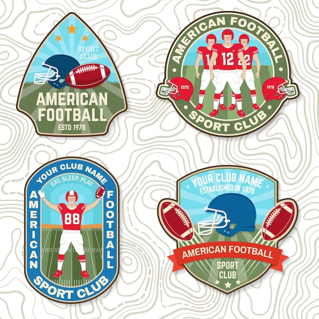 Set di patch per ricamo di football americano o rugby club vector