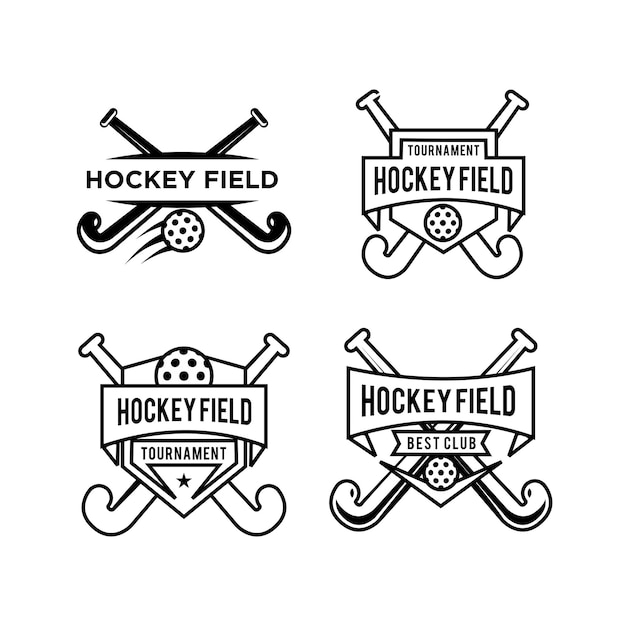 Vector set american ice hockey sport logo badge