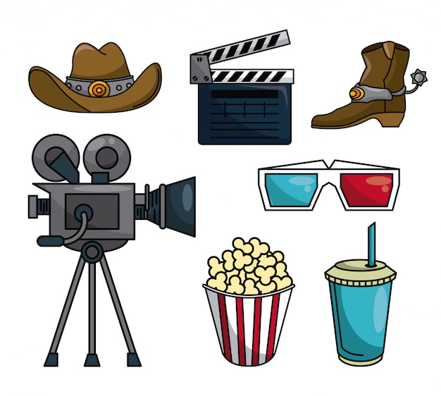 Vector set of american sports and movies