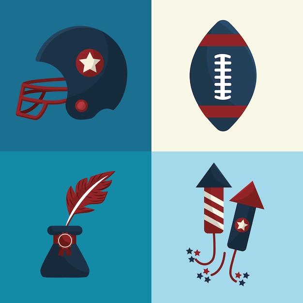 Set american tradition elements icons