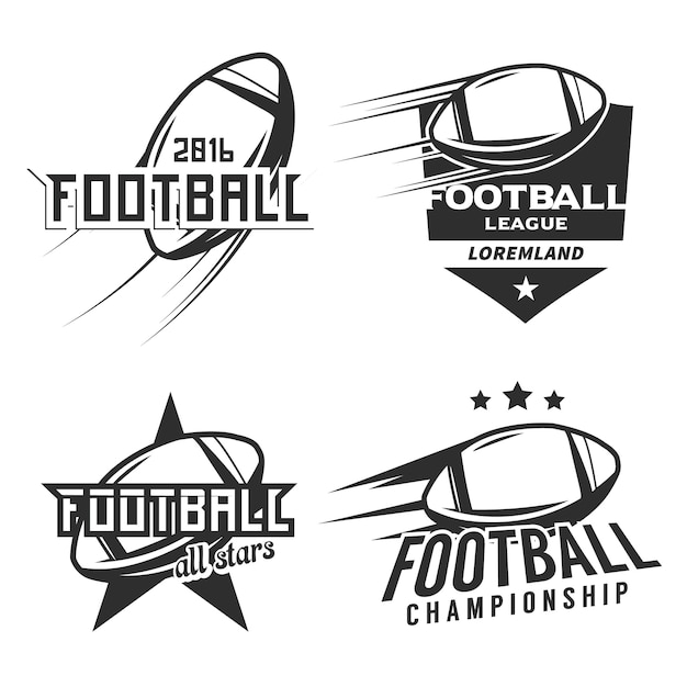 Vector set amerikaanse voetbal monochroom logo's, insignes, etiketten, pictogrammen en ontwerpelementen.