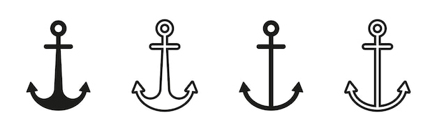 Vector set of anchor icons a collection of icons representing anchors typically used to symbolize stability strength and a connection to maritime themes