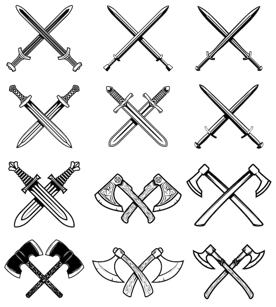 Vector set of ancient weapon illustration