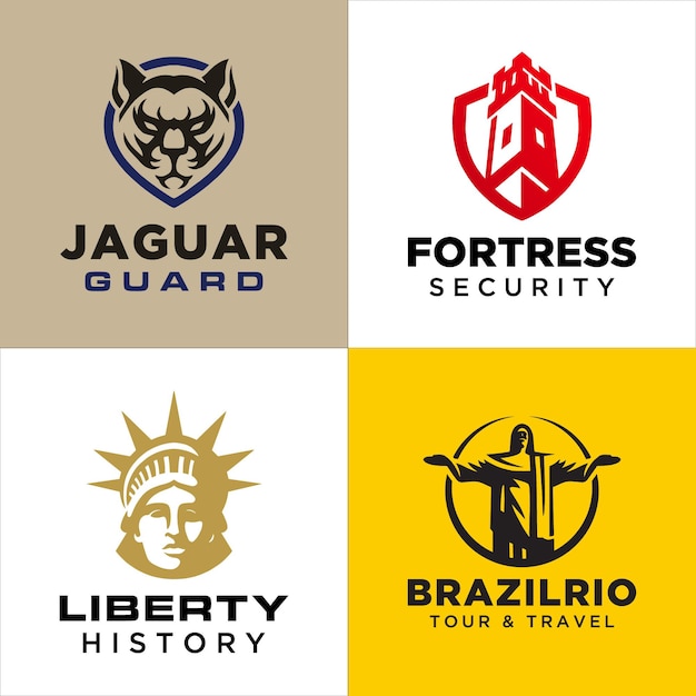 Set di modelli di logo per animali e edifici