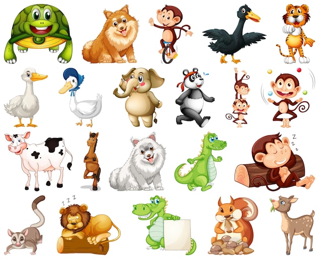 Set of animal cartoon character