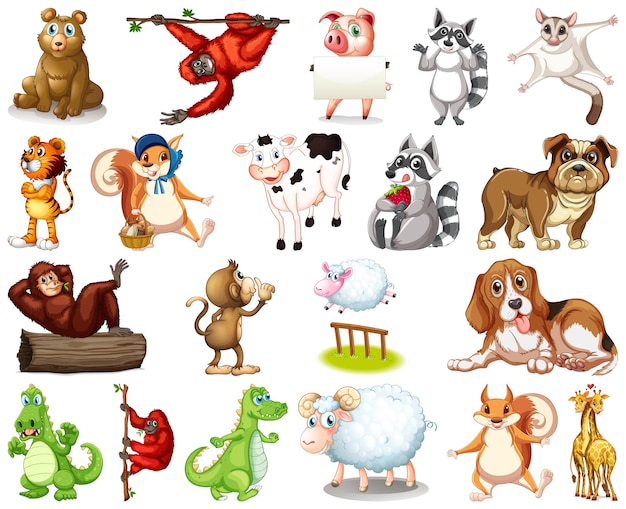 Set of animal cartoon character