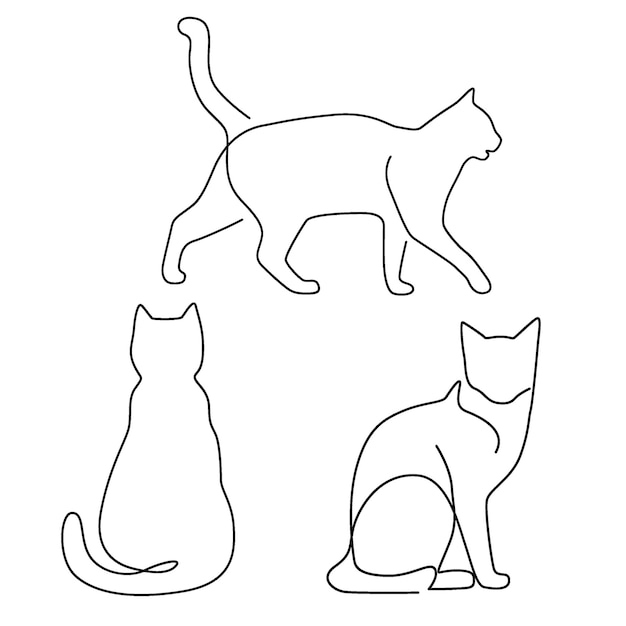 Vector set of animal cat line art hand drawn for logo design