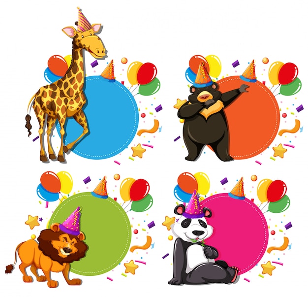 Vector set of animal celebration concepts