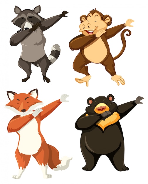 Vector set of animal dabbing