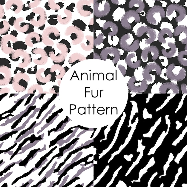 Set of animal fur pattern. leopard, tiger, irbis abstract skin wallpapers