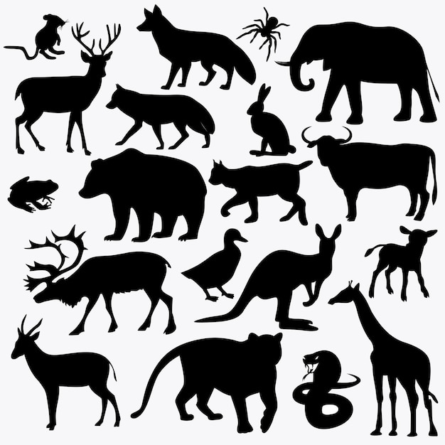 Vector set of animal silhouettes