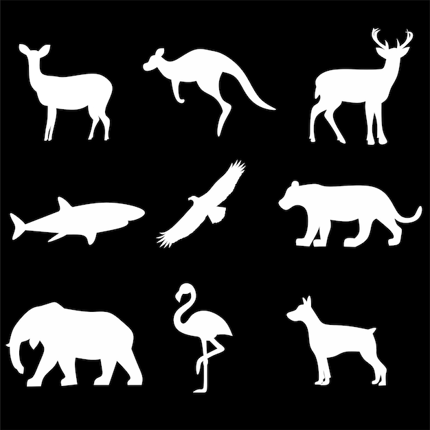 A set of animal silhouettes