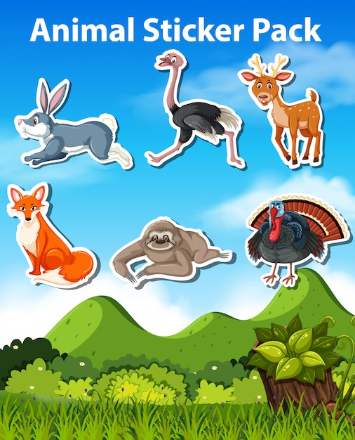 Set of animal sticker