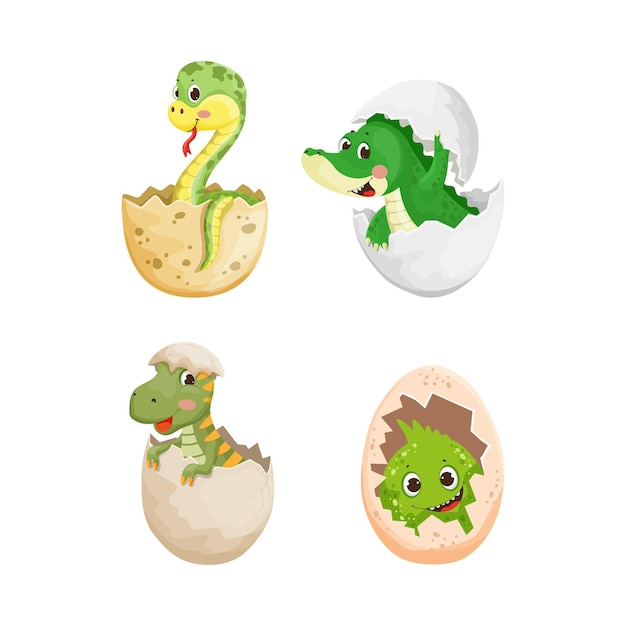 Set of animals in eggs